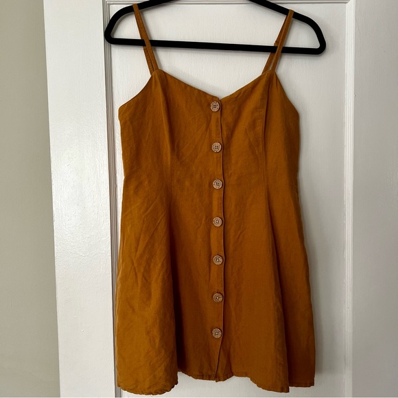 UO Button-Down Strappy Back Linen Dress - Picture 3 of 6